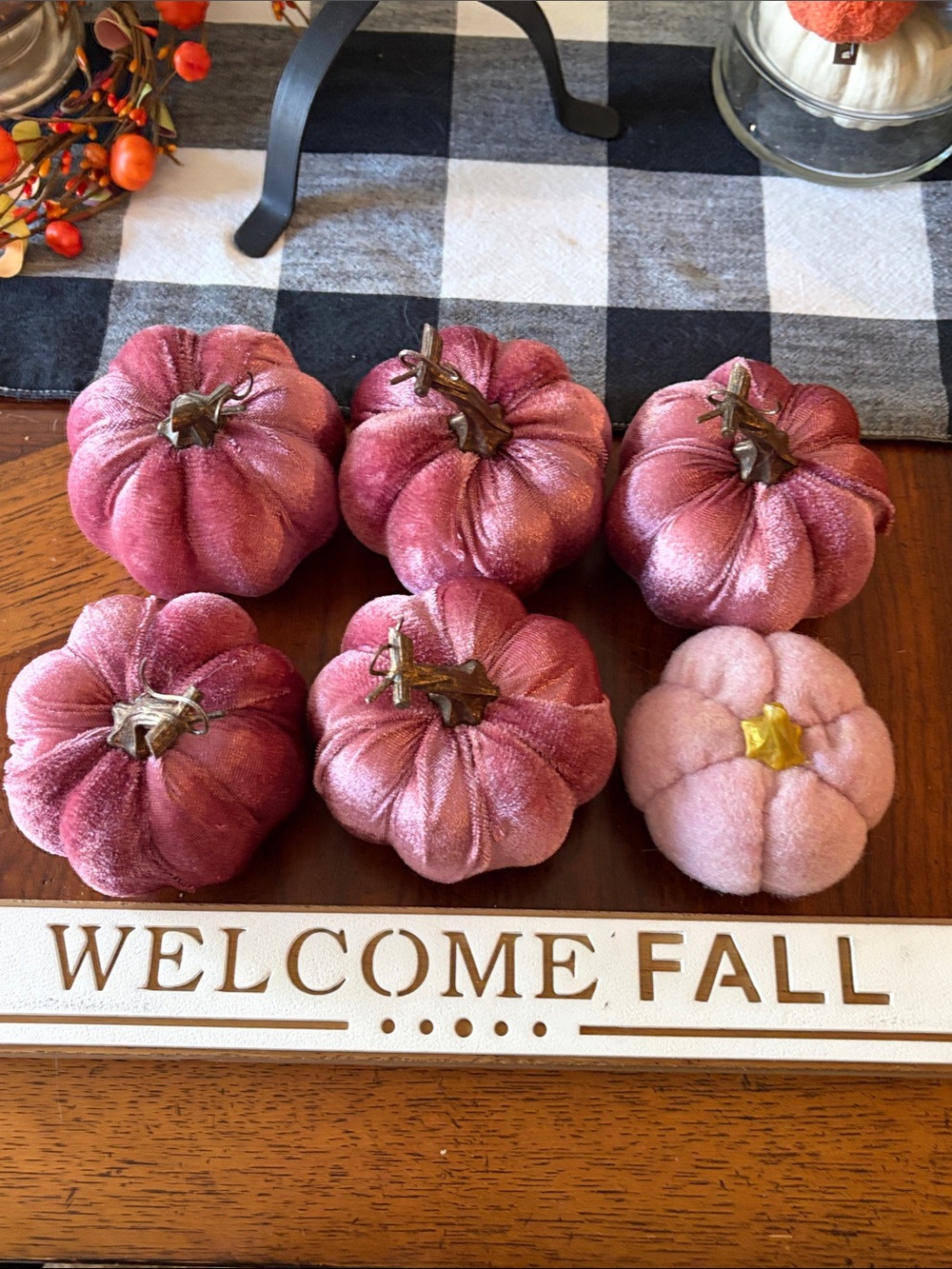 Velvet Decorative Pumpkins - Dusty Rose Set